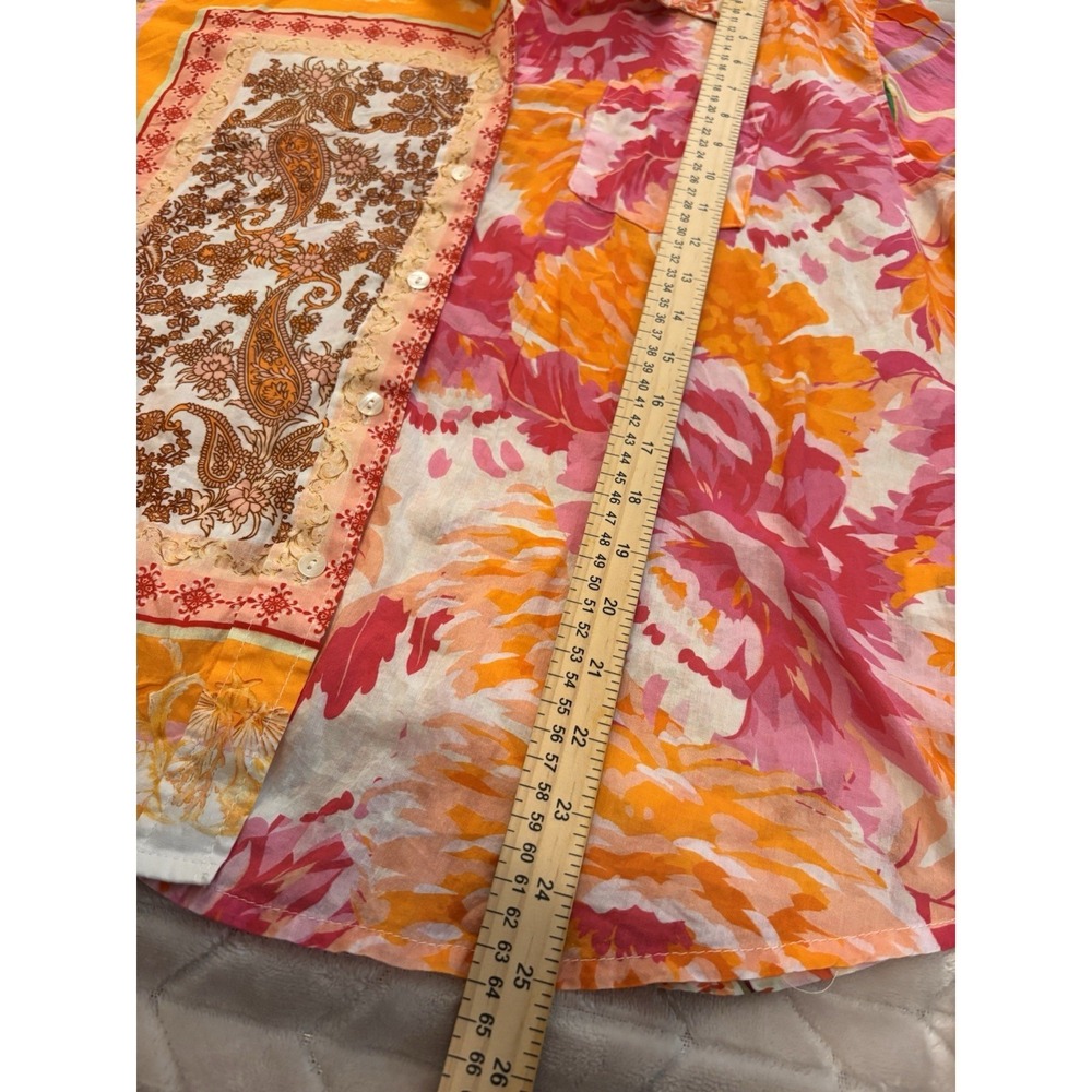 Calypso St. Barth Pink & Orange Floral Button-Up Blouse - Picture 12 of 16